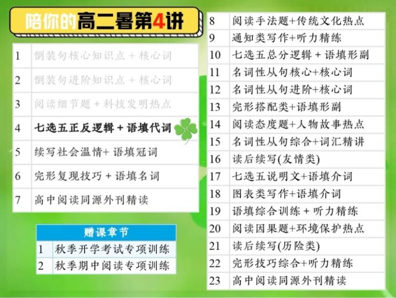 2024高二英语张亮暑假班(S班)